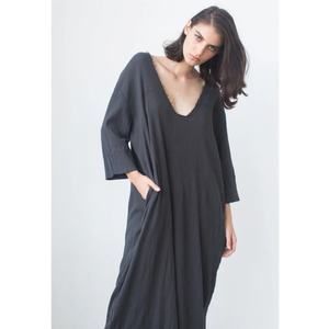 Black Crane Gauze Charcoal Black/Gray Oversized Midi Dress with Pockets Size XS
